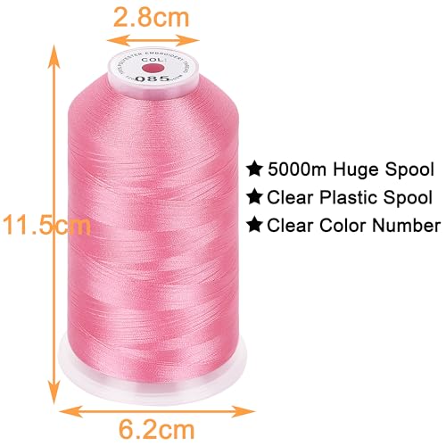 Image of New brothread - Single Huge Spool 5000M Each Polyester Embroidery Machine Thread 40WT for Commercial and Domestic Machines - Pink