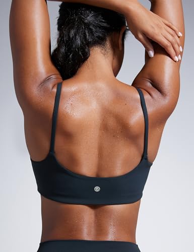 Image of CRZ YOGA Butterbreeze Scoop Neck Sports Bras | Medium Support, Removable Pads, Training, Fast Dry, Spaghetti Straps, U Back, for Women