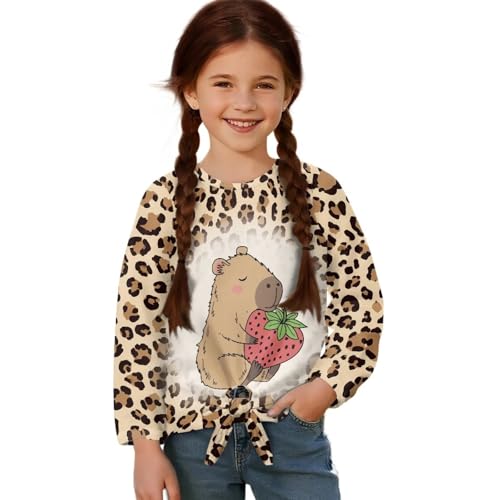 Kids Casual Long Sleeves for Girls T Shirt Crewneck Pullover Tops Size 4-12 Years
