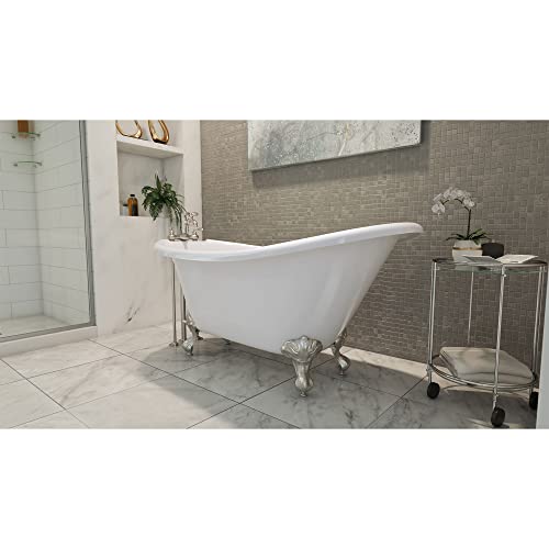 Dreamline Atlantic 61 In. L X 28 In. H Acrylic Freestanding Bathtub With Brushed Nickel Finish #TOP1