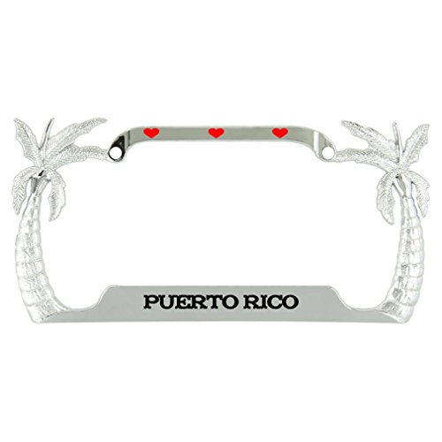 I Love Heart Puerto Rico Palm Tree Metal License Plate Frame Tag Holder