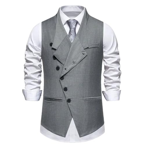 Men’S Business Casual Formal Dress Vest Single Breasted Slim Fit Solid Color V-Neck Sleeveless Party Waistcoat