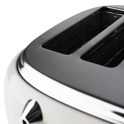 Haden Heritage 4 Slice Wide Slot Stainless Steel Retro Toaster with Adjustable Browning Control and Cancel, Defrost, and Reheat Settings, White - Thumbnail 3