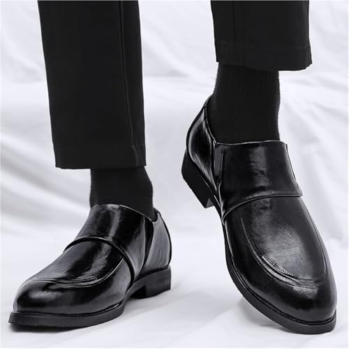 Mens Oxford Leather Shoes Classic Formal Business Dress Comfortable Wedding Prom Casual Retro Slip Resistant(8.5) Black3