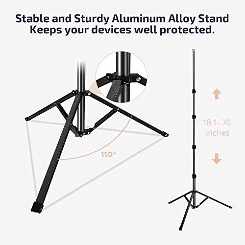LETSCOM 18 inch Ring Light with Tripod Stand & Phone Holder, 3000K-6500K Dimmable Led Light, Touch and Remote Controller Lighting Kit for Photo Studio/Makeup/YouTube/TIK Tok/Camera, Carrying Bag