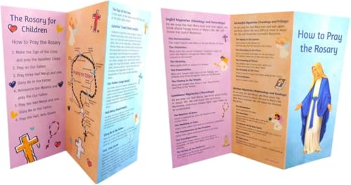Westmon Works How to Pray the Rosary Learning Pack Hail Mary Our Father Holy Cards and Lady of Fatima Cards Kids Sunday School Classroom Set and Pamphlets, 20 Pieces Total, 5 of Each