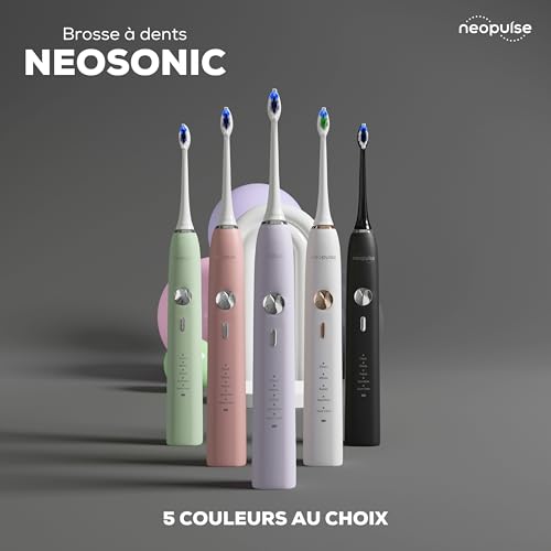 NEOPULSE® - Neosonic® – Elektrische Zahnbürste mit Schalltechnologie + 2 Bürstenköpfe – wiederaufladbar mit USB-C – 3 Monate Akkulaufzeit – 15 Einstellungen – Timer – kompatibel mit Neokids – Schwarz – Bild 6