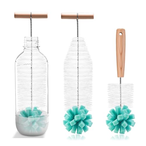 2 Piezas Cepillo Limpia Botellas Anti Rayaduras 30 CM y 27 CM para Recipientes y Biberones por Dentro