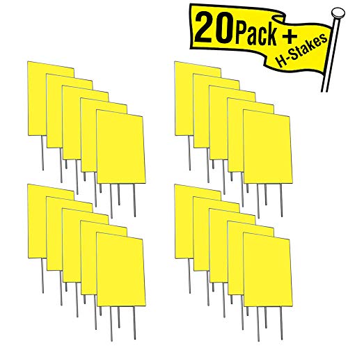 VSE Blank Yellow 12x18 Yard Signs with 6x12 H-Stakes for Garage Sale, Yard