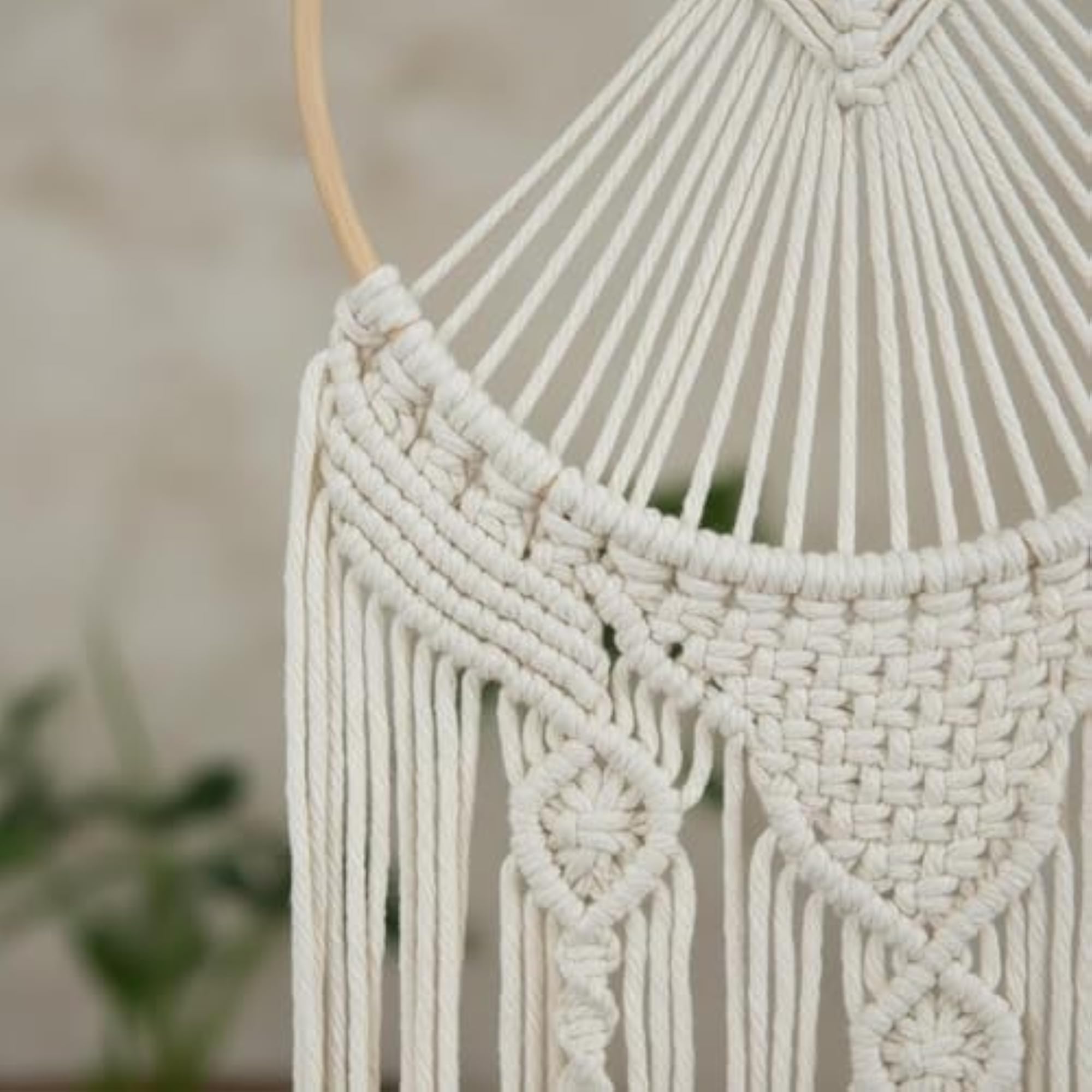 Handmade Boho Foliage Macrame Dream Catcher Wall Hanging