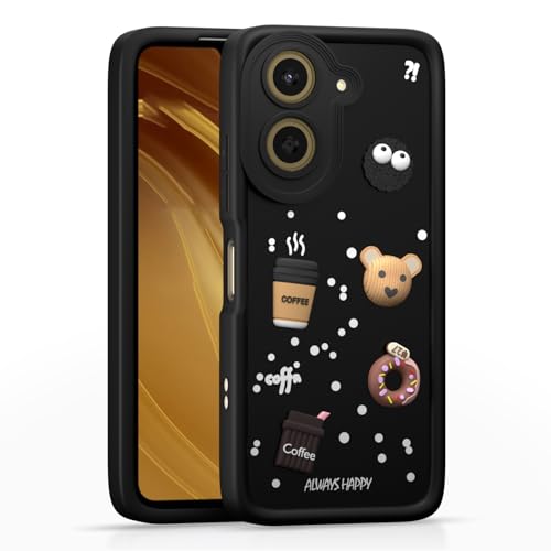 Image of Pikkme Back Cover for Poco C71 / Redmi A5 | Cute Fun Cartoon 3D Bear Silicone Full Body Protection Bumper Case (Black)