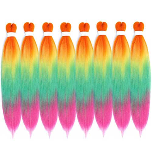 Braiding Hair Pre Stretched Kanekalon Ombre Color Easy Braiding Braiding Hair For Braids Twists Locs Hair 24 Inch 8 Packs
