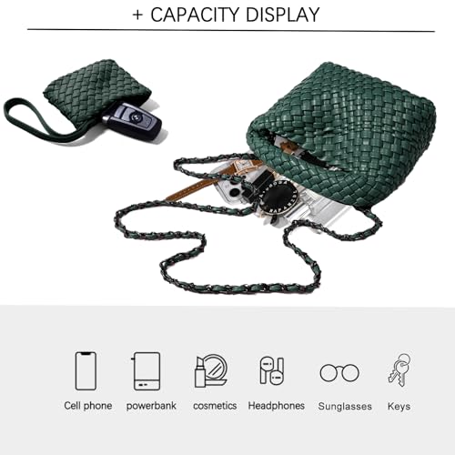 Image of JINMANXUE Fashion Mini Handbag For Women, Woven Tote Bucket Composite Bag Knitting Chain Bags, Crossbody Shoulder Purses