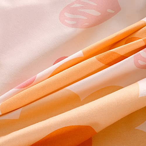 Kwlover Soft Bed Fitted Sheet And Pillowcases Set,Orange Flower Printed Bed Sheets For Kids (Multicolor, Twin) #TOP3