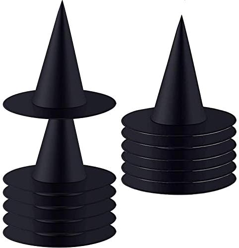 GFSDD 12 Pieces Halloween Witch Hat Cap Hanging Witch Hat Black WitchHats for Halloween Party