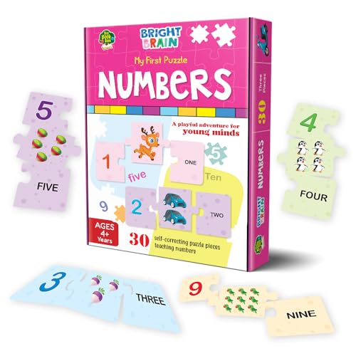 Image of The Book Tree Bright Brain Numbers 30 Piece Jigsaw Puzzle for Preschoolers, Educational Toy for Learning 123, Gifts for Kids Ages 3 to 6 by Majestic Book Club