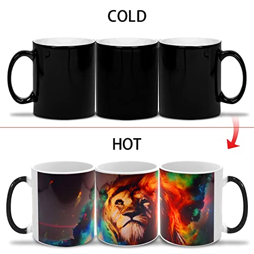 Caliamary Heat Changing Coffee Mug, Lion Heat Sensitive Color Changing Mug Cup, 11 Ounce Funny Ceramic Morning Coffee Mugs Cool Mug For Men Kids #TOP1