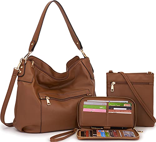 Large Crossbody Bags Ladies Shoulder Handbags Purse and Wallet Set for Women Totes Hobo Purses Brown by Idesort - Used condition - US$35.96