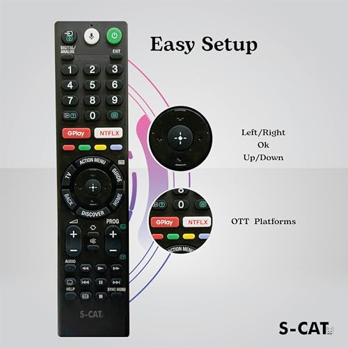 Image of S-CAT Compatible with Sony RMF-TX200P Smart 4k Android TV Remote Control Original with Bluetooth Voice Command with 2 OTT HotKeys (Pairing Must - Contact Customer Care for Difficulty in Pairing)