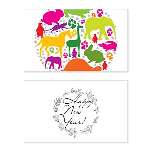 Tarjeta de felicitación de año nuevo redonda, un colorido diseño animal para un recuerdo único