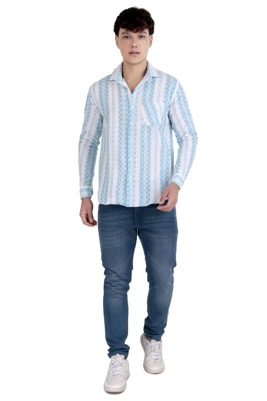 Image of Men's Khadie Cotton Long Sleeves Striped Casual Shirt