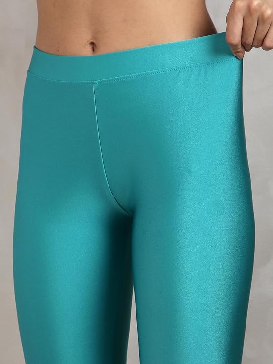 Image of TWIN BIRDS Shimmer Leggings for Women | Shiny Stretch Ethnic Wear Pants