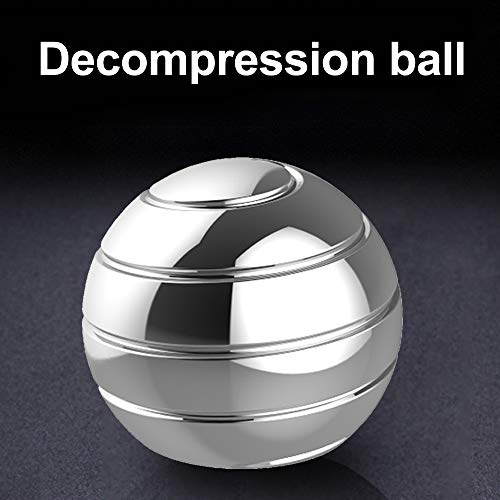 TRUEGOOD Kinetic Desk Toys,Full Body Optical Illusion Fidget Spinner Ball,Gifts for Men,Women,Kidsical Illusion Fidget Spinner Ball,Gifts for Men,Women,Kids, Gift for Christmas (Silver)