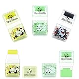 Geluode 6Pcs Panda Roller Eraser, Erasers for Kids, Cute Panda Rubber, Kids Panda Bear Eraser with Shaving Roller Case for School Office Supply Stationery, 60 x 31 x 15mm, Green,yellow,black