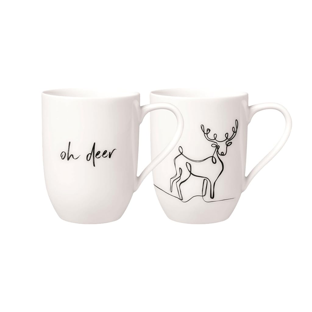 Statement Xmas Set Reindeer, Gift Set 2 pcs, Porcelain Cup White, Capacity 280 ml