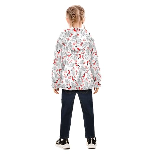 OTVEE Merry Christmas Birds Leaves Kids Hoodie Jacket Fall Spring Full Zip Warm Outwear Coat4