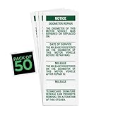 Odometer Repair and Mileage Verification Label - Ensure Legal Compliance and Transparency with Date, Mileage Before and After Repair - 1-1/2' × 4' - Pack of 50, White
