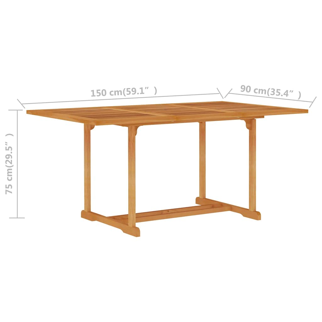 Mobili,Mobili da esterno,Tavoli da esterno,Tavolo da giardino 150x90x75 cm in legno massello di teak