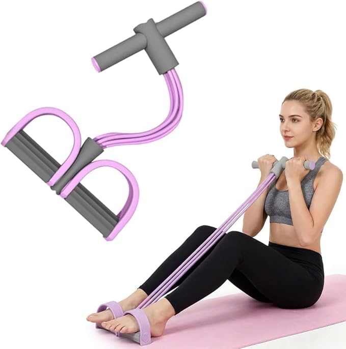 Multifunction Pedal Resistance Band Pedal Resistance Bands with Handles - 2026 New Elastic Rubber Exercise Band for Full Body Workout Arm Leg (Purple)
