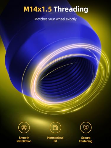 Image of MIKKUPPA M14 x 1.5 Blue Spike Lug Nuts - 24PCS Closed End Lug Nut Set, Compatible with 1999-2022 Chevrolet Silverado, 2001-2022 Chevrolet Tahoe& More，3 /4 inch Hex Spiked Lug Nut with 1 Socket Key