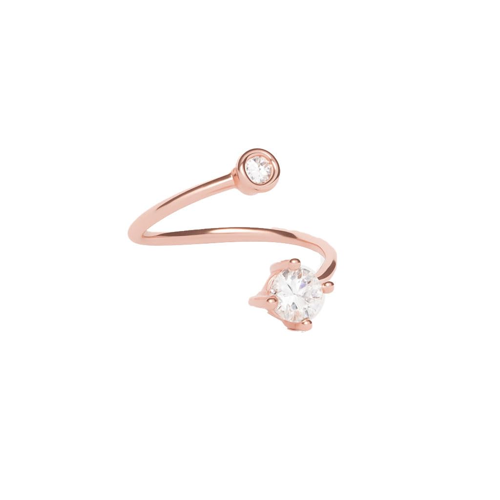 Art Jewellery Rose Gold Finish Elite Studded Shimmering White Diamond Adjustable Finger Ring for Women and Girls-image-4