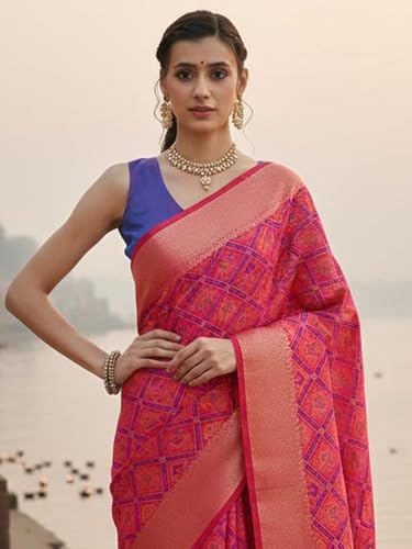 Image of AKHILAM Women's Kanjivaram Woven Soft Silk Saree With Blouse Piece