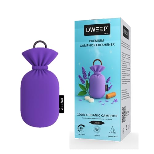 Image of Dweep Organic Camphor Air Freshener | 100% Camphor Based | Long Lasting Freshener for Car, Wardrobe, Office Cabin, Travel Bag & Bathroom | Natural Odor Control (LAVENDER)