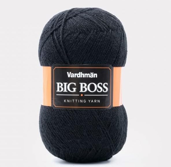 Image of NTGS Big boss Wool Hand Knitting Soft Fingering Hank Yarn (1 Ball 200 gram Each) (Black Shade no-13, 200 Gram)