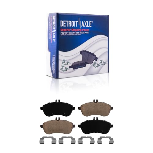 Image of Detroit Axle - Front Brake Pads for 2010-2015 Mercedes-Benz C250 2008-2012 C300 2012-2015 SLK250 Ceramic Brake Pads with Hardware Replacement