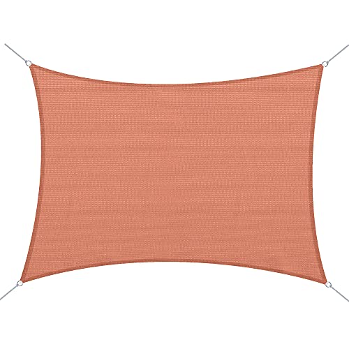 HOMCOM Voile d'ombrage rectangulaire 4 x 6 m Toile Solaire taud de Soleil Brique Terracotta