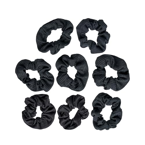 image for Goody Ouchless Jersey Scrunchies 8 Count Black Fabric Hair Ties, Dentl
