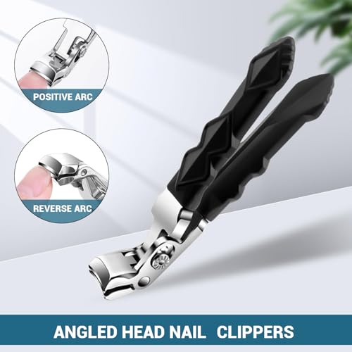 Nail Clippers Seniors Wide Jaw - Ergonomic Stainless Steel Clippers for Thick Nails, Ideal for Arthritis and Limited Grip, Easy-to-Use Toenail Clippers with Wide Opening for Safe and Comfortable Care