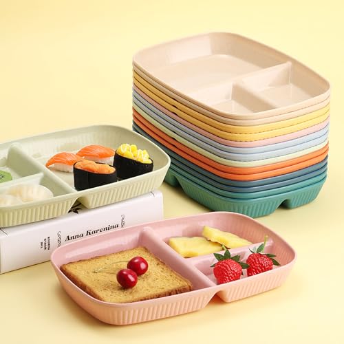 Image of 2 Compartment Serving Plates for Sushi, Snacks, Cake, Meat & Appetizers Great for Parties, Family Gatherings, and Holidays Dishwasher & Microwave Safe Dinnerware (Pink, Pack of 4)