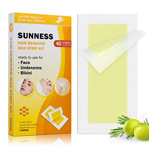 40 Wax Strips Hair Removal for Women with 3 Post Wipes, Cold Waxing Strips Kit for Bikini Face Legs Underarms Brow Brazilian, Facial Hair Remover for Full Body Men