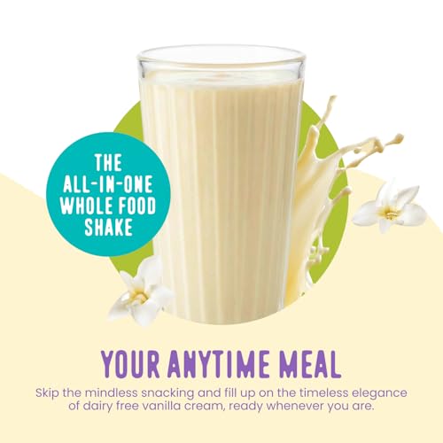 Image of FlavCity Vegan Almond Protein Shake Powder, Vanilla Cream + Reishi & Cordyceps Mushrooms - Focus, Skin, Hair & Joint Support - Organic Fruit All in One Smoothie On-the-Go, 20 Servings