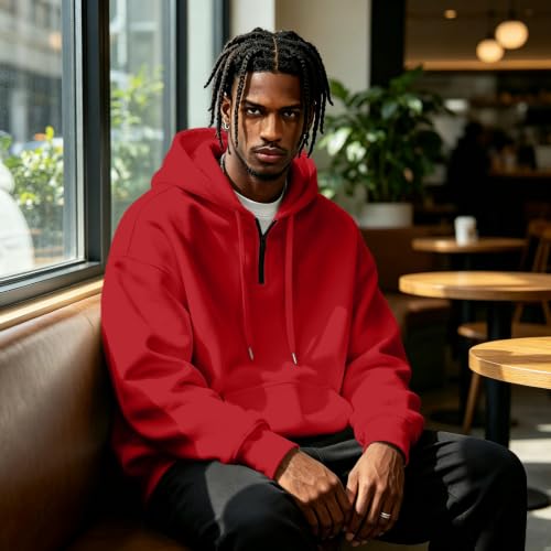 Hooded Sweatshirt Men Comfy Quarter Zip Pullover Sweatshirt Sweat Shirts - image 4