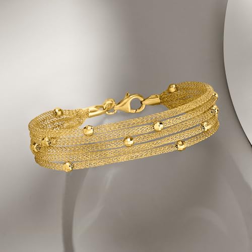 Ross-Simons Italian 18kt Gold Over Sterling Multi-Strand Mesh Bracelet3