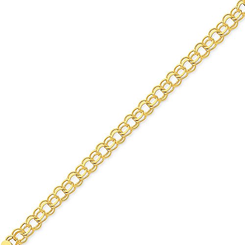 14k Yellow Gold Double Link Charm Bracelet 8 Inch Fine Jewelry For Women Gifts For Her 41tXhoZDt9L