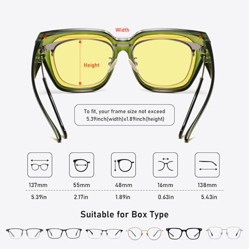 HAOLOTA Polarized Fit Over Glasses Sunglasses for Women Men Trendy Square Wrap Around Shades UV Protection2