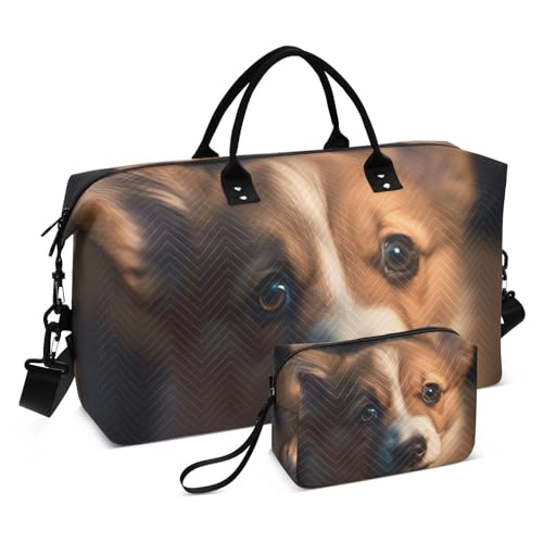 Large Travel Duffel Bag, Puppy Close Up Sports Tote Gym Bag, Shoulder Weekender Overnight Bag for Women Men, Carry On Luggage with Toiletry Bags